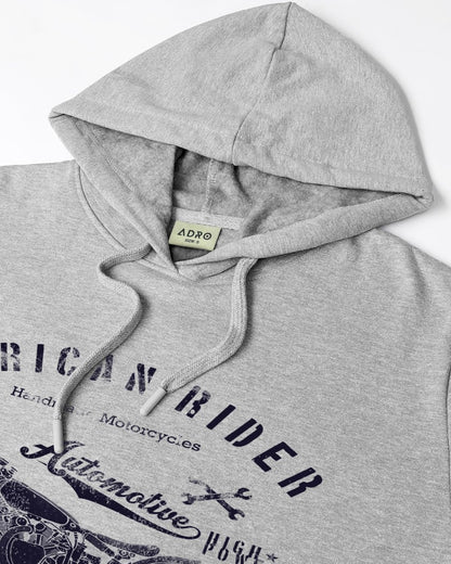 ADRO Men's Cotton Blend Neck Hooded Sweatshirt (H24-AME-GR)