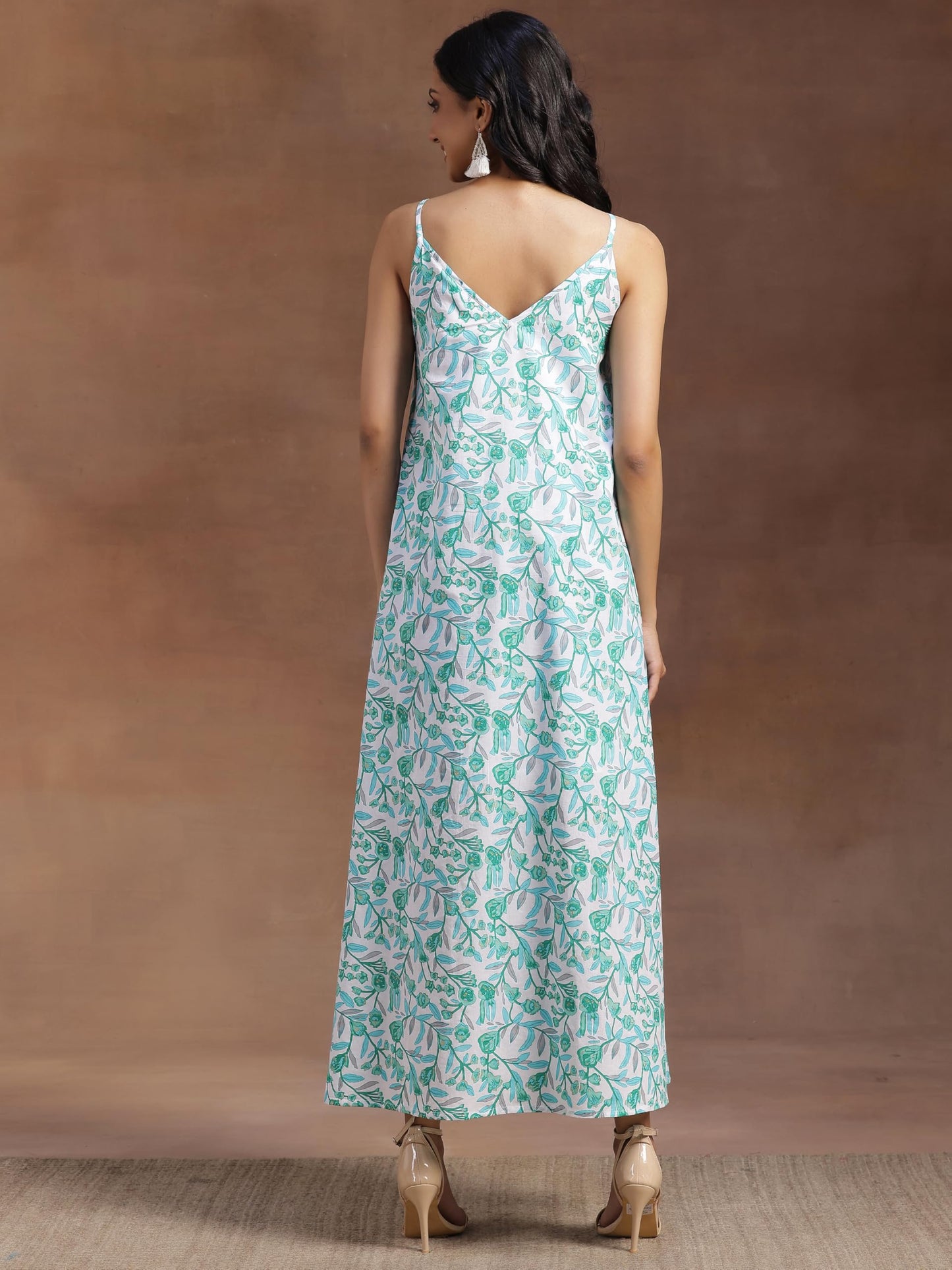 Libas WomenS Cotton A-Line Maxi Dress (26913_White