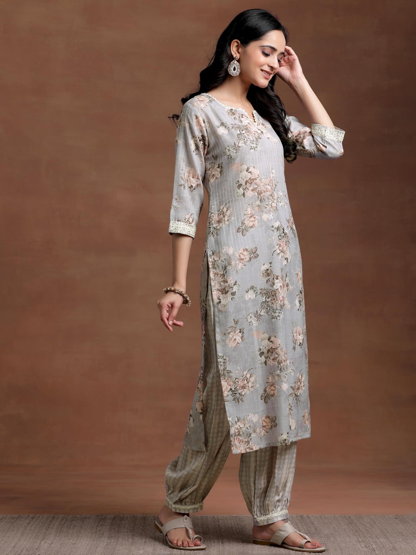 Libas WomenS Cotton Kurta Set (35359_Grey