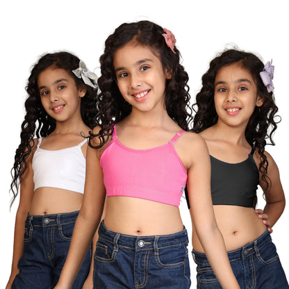 Kyda Kids Girls Antibacterial Cotton Solid Non Padded, Beginners Bra For Girls