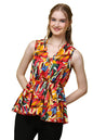POPWINGS Casual Floral Printed V-Neck Sleeveless Peplum Top for Women || Stylish Latest Top for Summer Western Women Wear