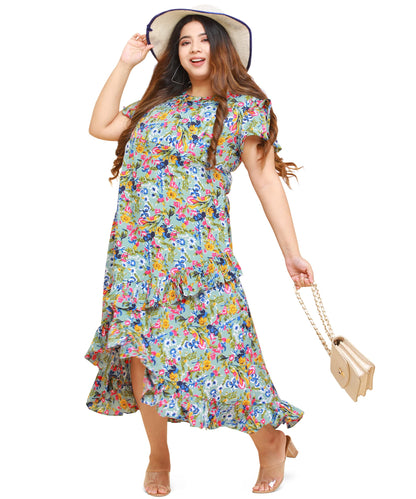 Oomph! WomenS Western & Fusion Wear Crepe Wrap Maxi Dress - Green