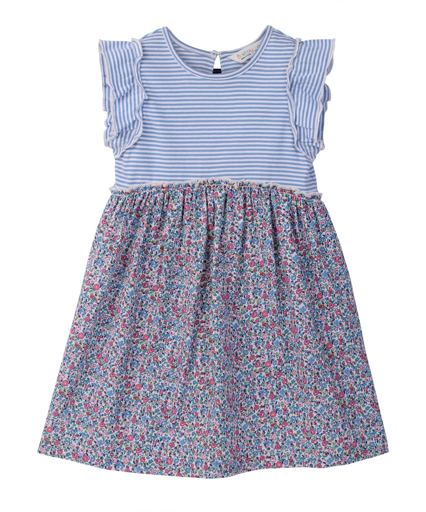 MIX-MEDIA RUFFLE DRESS MULTI - COL