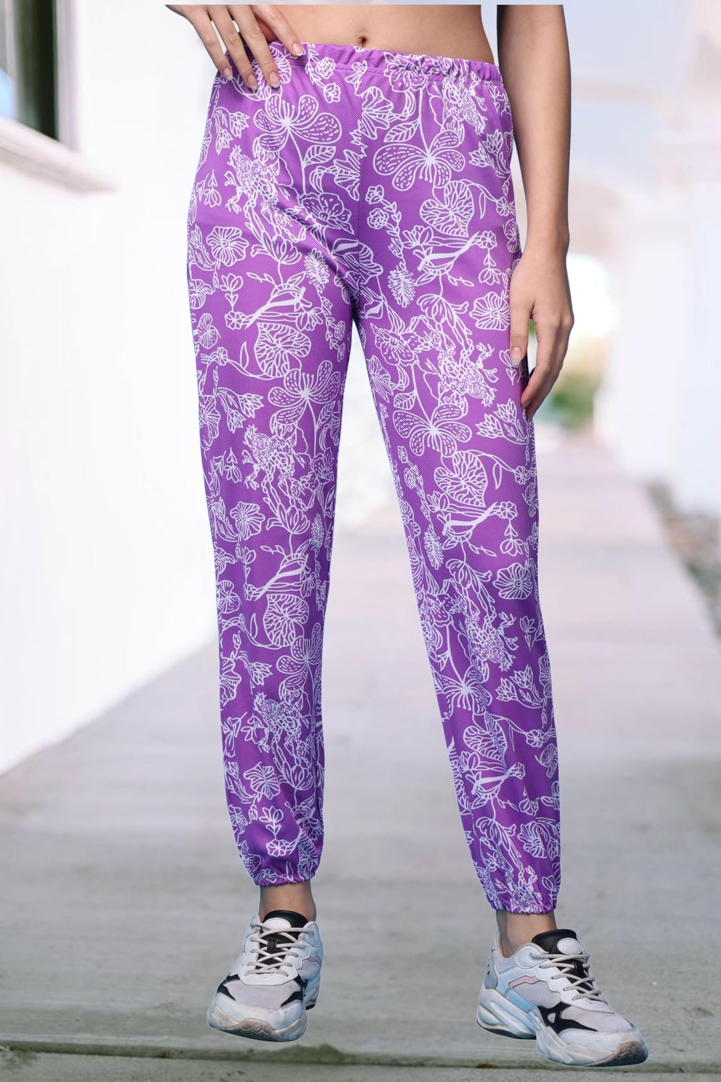 POPWINGS Casual Solid Joggers for Women || Loose Fit Joggers for Summer Wear Lavender