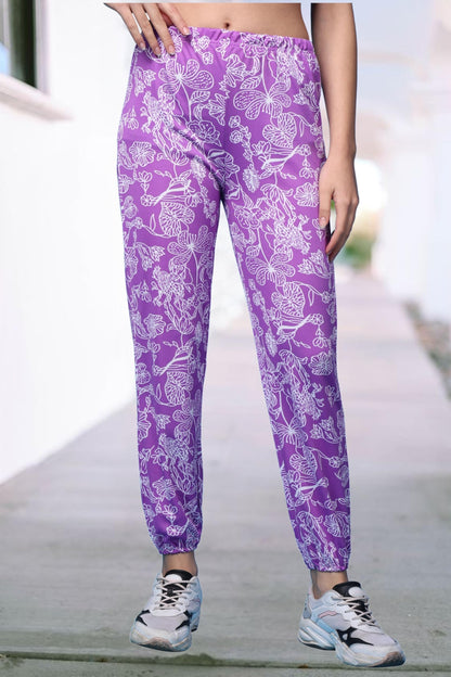 POPWINGS Casual Solid Joggers for Women || Loose Fit Joggers for Summer Wear Lavender