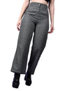 POPWINGS Casual Check Print Button and Zip Closure Trouser for Women | Western Wide-Leg Trouser for Women | Summer Trousers for