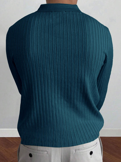 Noble Monk Relax Fit Polo Neck T-Shirt Teal Melange