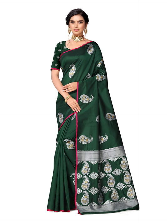Yipsy Fashion Women'S Jacquard Silk Blend Saree (Sareezm_Green)