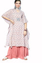 Stylum Women's Stripes Printed Cotton Kaftan Kurta (Peach)