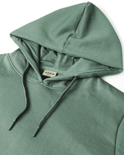ADRO Men's Cotton Neck Hooded Sweatshirt (H-M-PLN-PT_Pista_S)