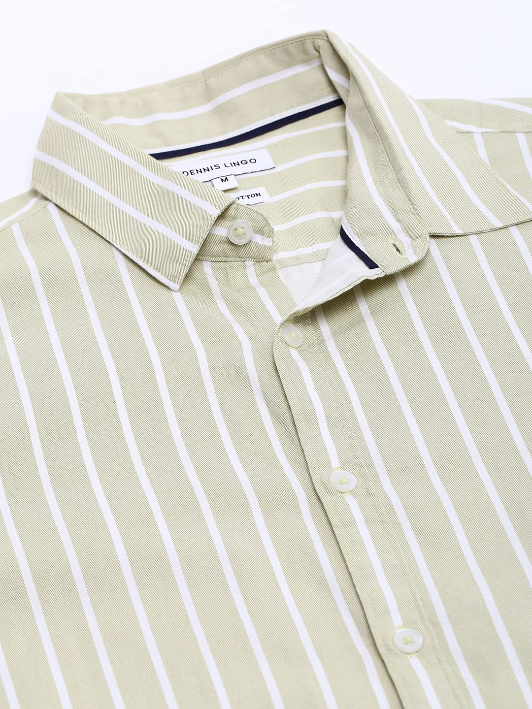 Dennis Lingo MenS Beige Striped Slim Fit Casual Shirt