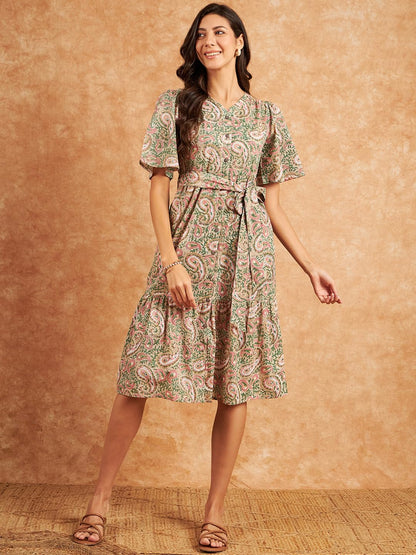 Modeve Women Paisley Print Beige Dress
