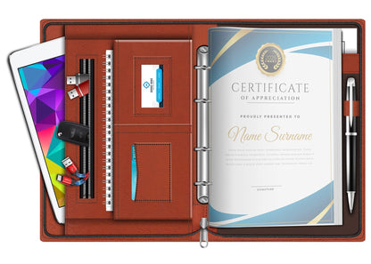FEDUS Document File Folder Certificate Foolscap Size(Bigger Than A4 Size)4 Ring File Folder for Document Leatherette Document Ho