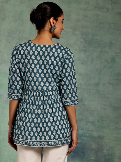 Libas Womens Printed A-Line Kurtis (26593_Blue