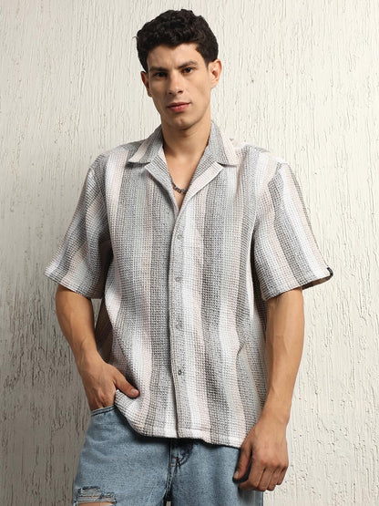 Hubberholme Men Summer Cotton Spread Collar Short Sleeves Oversized Casual Shirt 28 Green