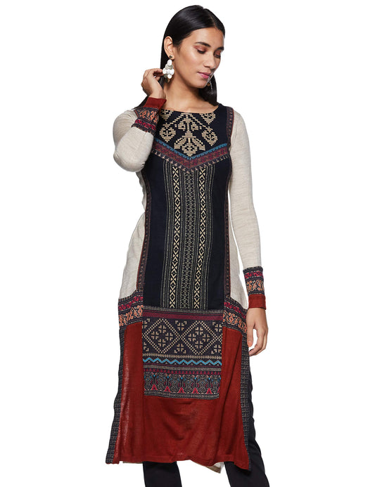 W for Woman Women Synthetic Straight Winter Kurta