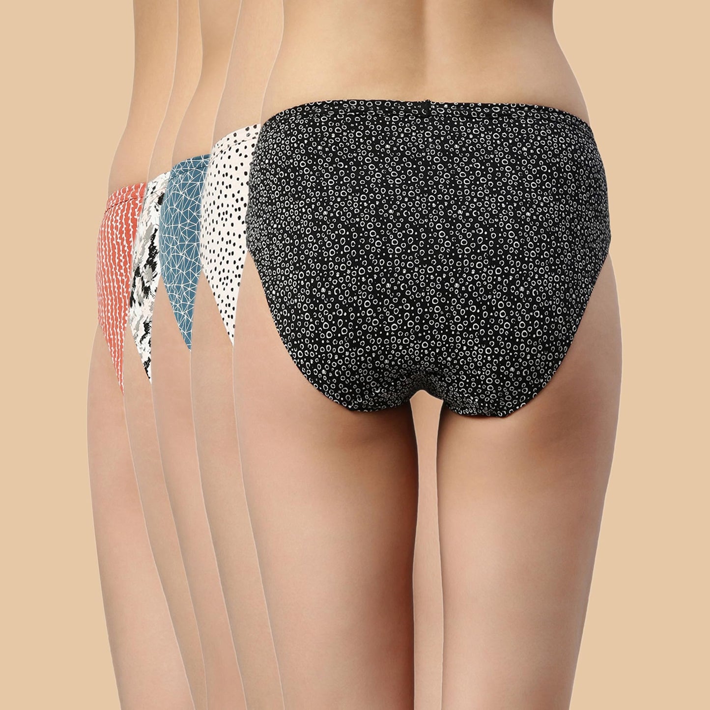 Enamor CH03-Cotton Classic Antimicrobial and Stain Release Finish Hipster Panty-Pack of 5
