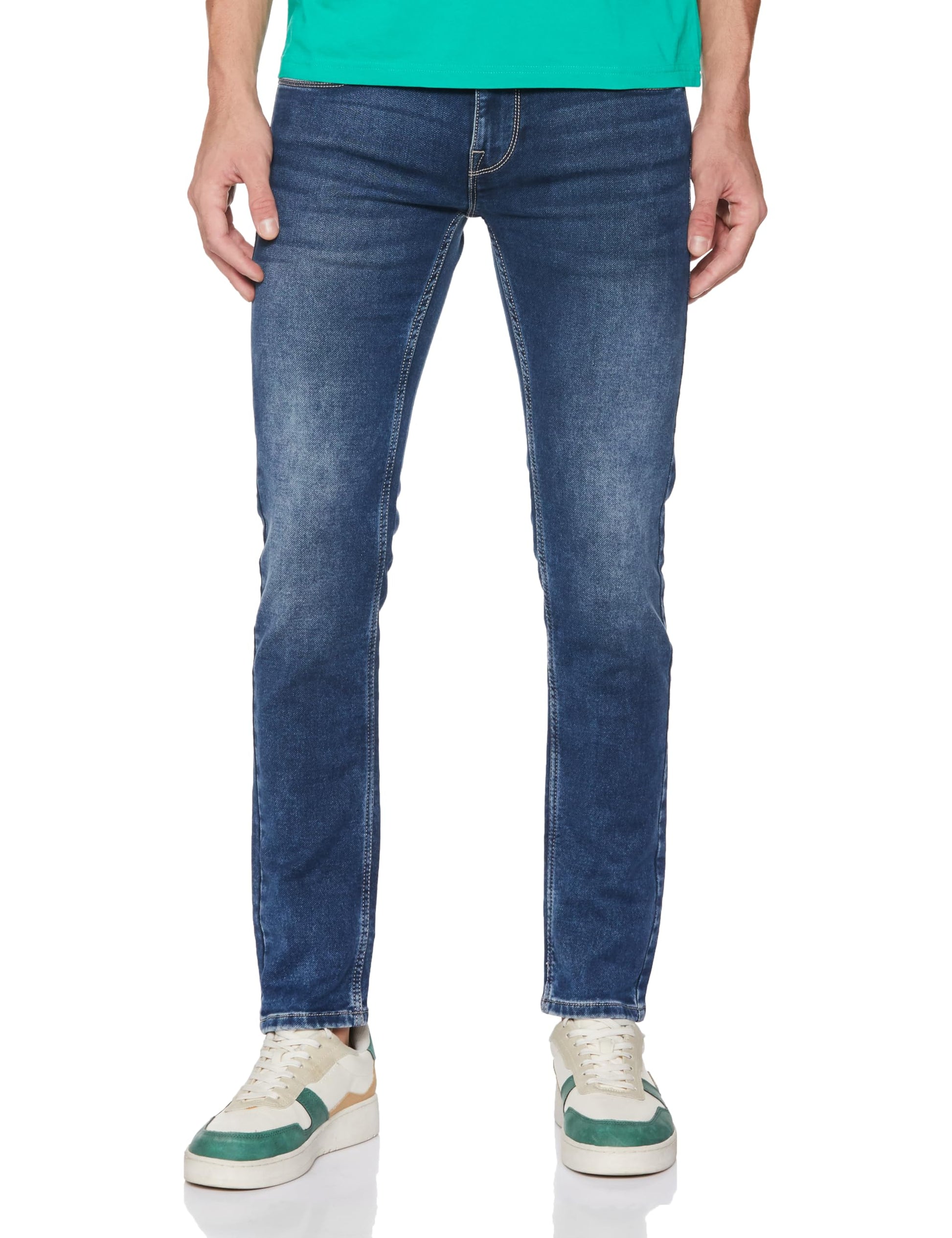 Pepe Jeans Men Low Rise Slim Jeans (Pm206801S571_Medium Blue