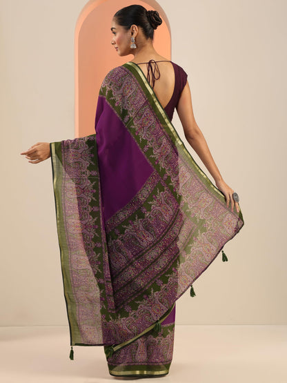 Libas Womens Printed Cotton Blend Saree With Blouse Piece