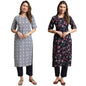 Tee Projekt Crepe Printed Kurti & Pant Set For Women Ethnic Wear Casual Wear Kurta Set