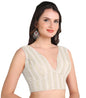 Pujia Mills WomenS Indian Ethnic Wear Sabyasachi Sequence With Dhaga Embroidered Zari Work Sweetheart Neck Blouse Sleeveless Re
