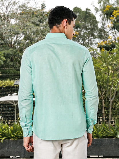Thomas Scott Mens | Linen Blend | Solid | Button Down Collar | Premium Cotton Linen Blend | Full Sleeve | Casual Shirt for Men