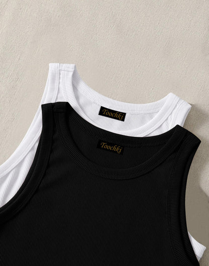 Toochki Top for Women | Spandex | Crop | Black White | Short | Western | Pack of 2 Tops | Black White Combo Top