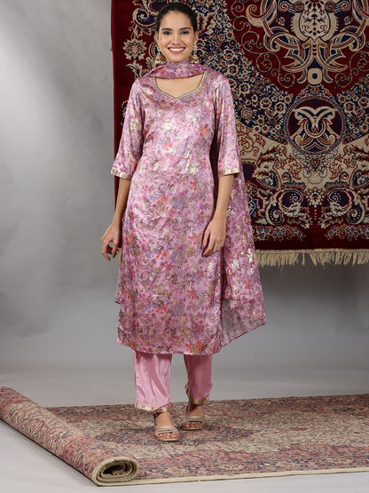 Aurelia WomenS Floral Printed Straight Kurta Set With Palazzos And Dupatta For Women