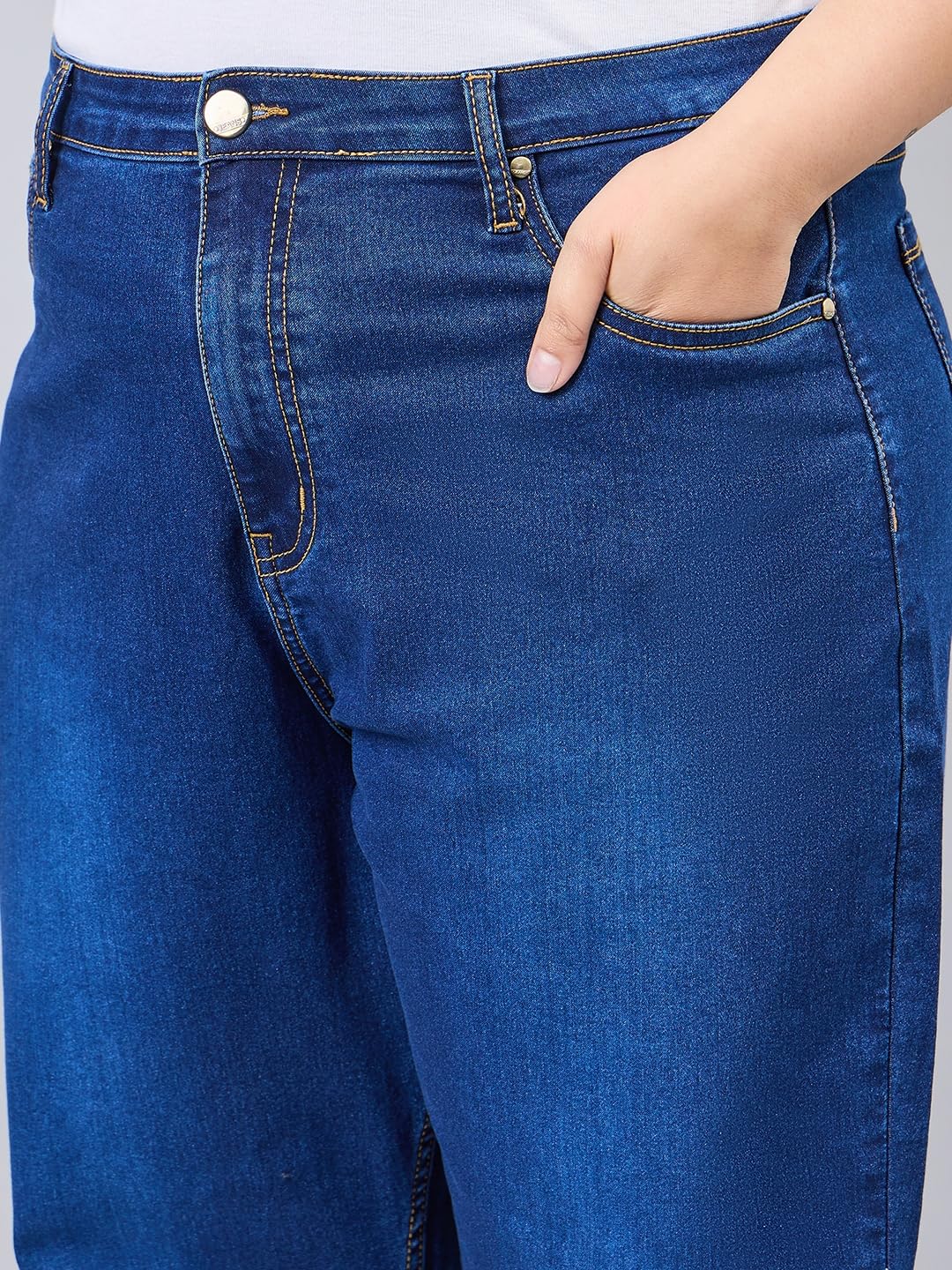 Style Quotient Women Plus Size Dark Blue Mom Fit High Rise Stretchable Jeans