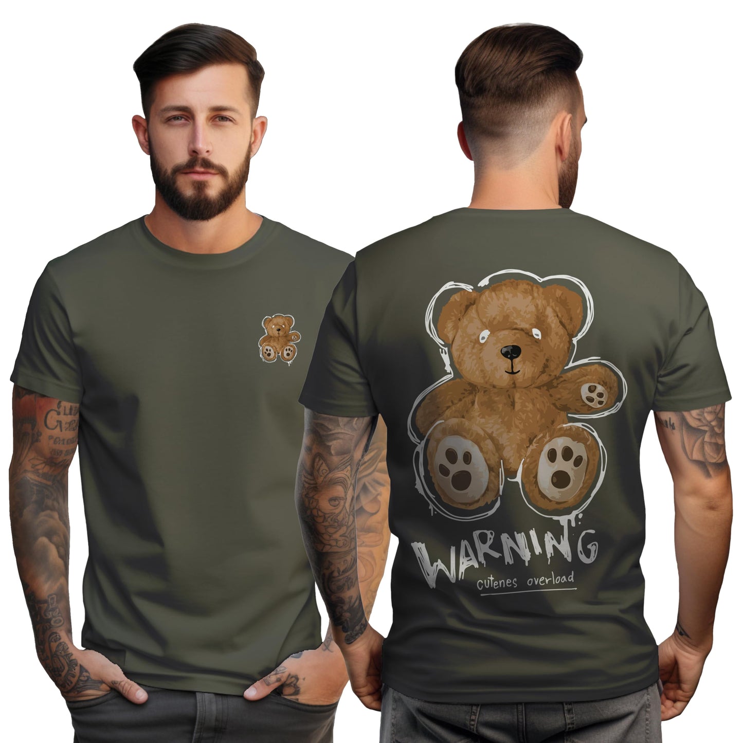 Peppyzone Mens Regular Fit T-Shirt (PZ-RT-Teddy16FB-20FB_Olive3