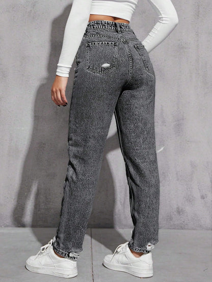 AVANOVA Black Womens High Rise Cotton Ankle Length Jeans for Women Jeans II Denim Cotton Jeans Pant for Women II Cotton Pant II