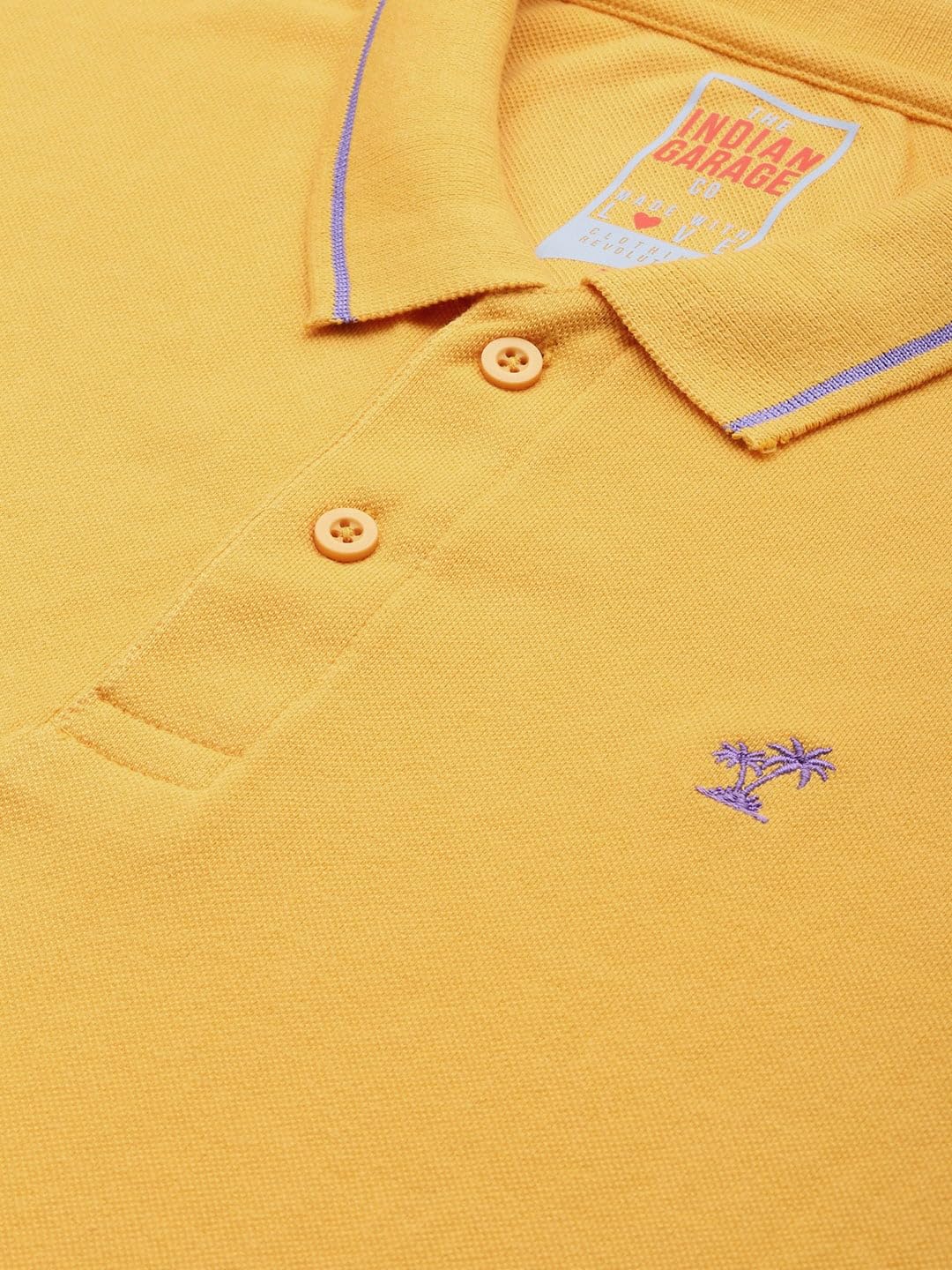 The Indian Garage Co Men Slim Fit Solid Polo Collar Tshirt