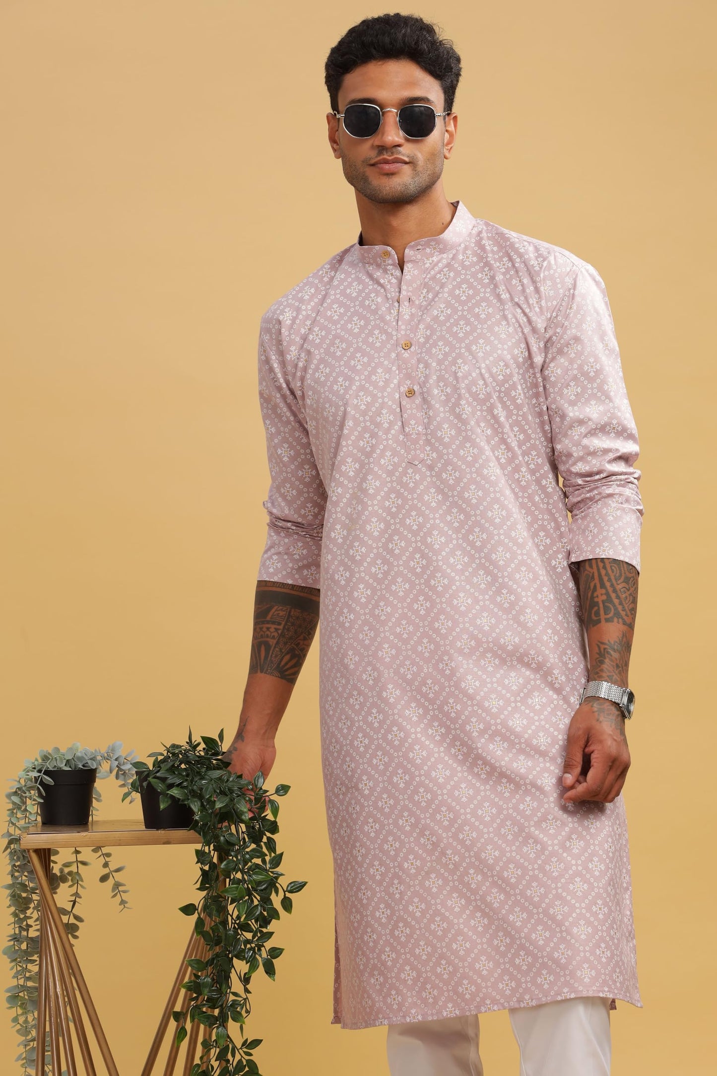 Be Active MenS Cotton Regular Kurta (C-399-3_Pink