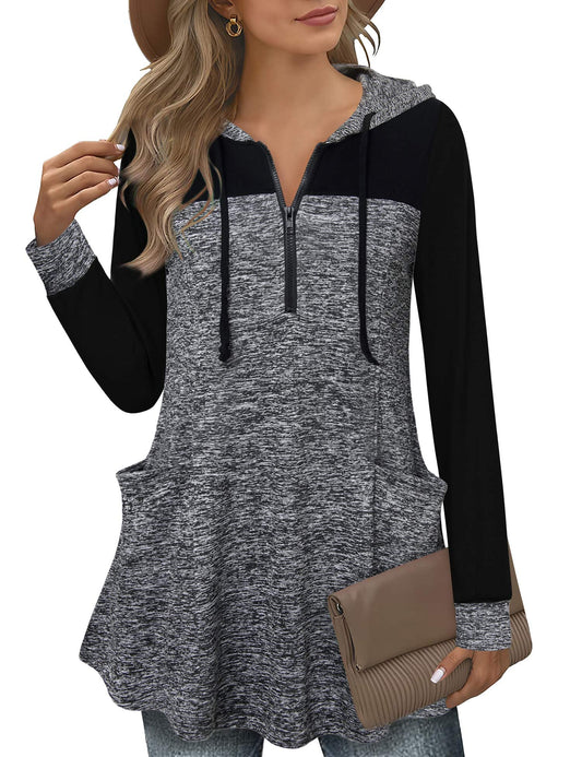 Vivilli Maternity Tunic Tops Oversized Dressy Nursing Tunics Hoodie for Leggings for Women Plus Size 2XL Tunic Sweater Patchwork