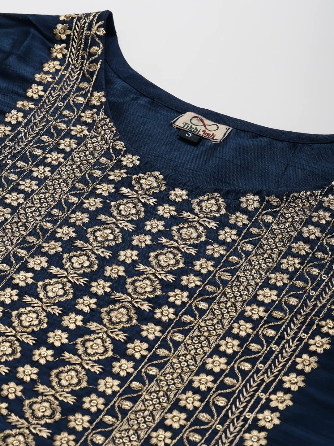 Womanista Women Blue Kurta with Organza Dupatta