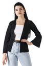 POPWINGS Women Black Regular Fit Blazer