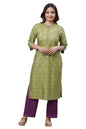 Aurelia WomenS Green Embroidered Festive Kurta In Floral Print