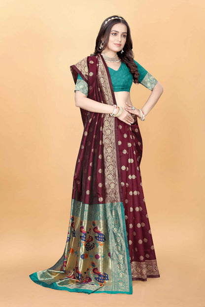 Sugathari Womens Banarasi Saree Pure Paithani Kanjivaram Silk Soft new ladies 2024 Design Wear Pattu Sarees Latest Cotton Party