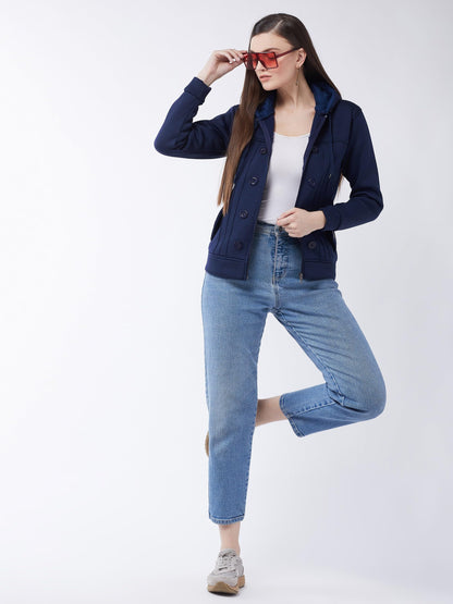 PIVL Casual Solid Full Sleeves Stylish Women Fleece Jacket with zip for winter II Zipper Hoodie II Hooded Neck II Winter Wear II