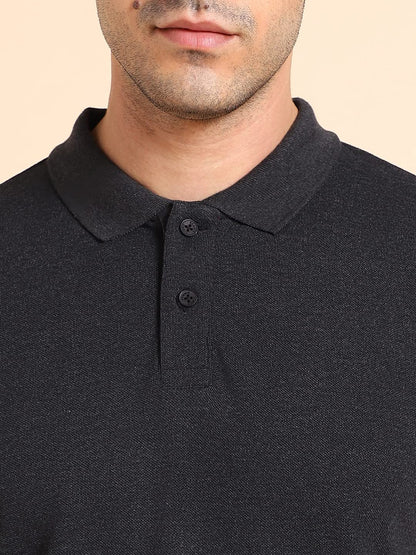 Dennis Lingo MenS Slim Fit Grey Solid Polo T-Shirt