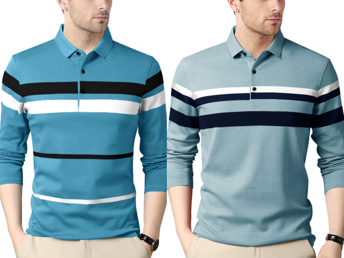 Noble Monk MenS (Combo Pack Of 2) -Regular Fit Polo T Shirt |Full Sleeves T-Shirt