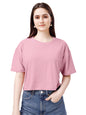 ELLITI Soft Rich Cotton Rose Gold Half Sleeve | Round Neck | Oversized/Loose Fit | Down Solder | Plain/Soild Crop Top for Women