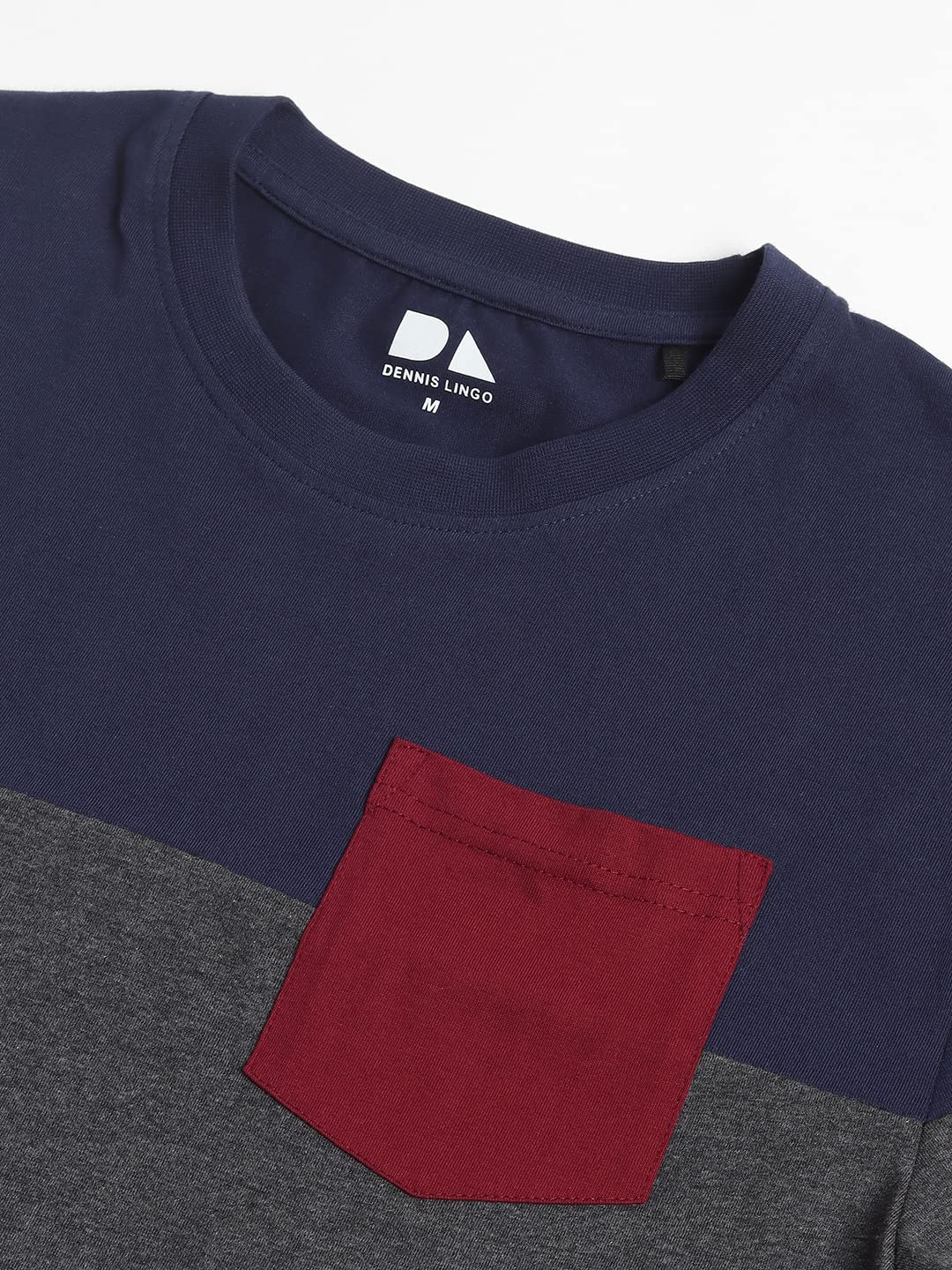 Dennis Lingo MenS Slim Fit Navy Solid Round Neck T-Shirt