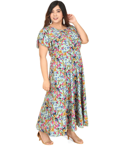 Oomph! WomenS Western & Fusion Wear Crepe A-Line Maxi Dress - Green