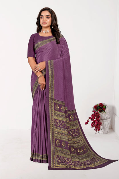 Vimla WomenS Premium Crepe Silk Saree With Unstitched Blouse Piece Floral Pattern And Plain Weave Type