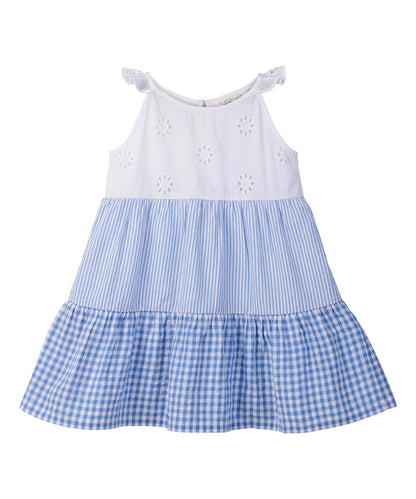 MIX-MATCH   TIERED  DRESS BLUE