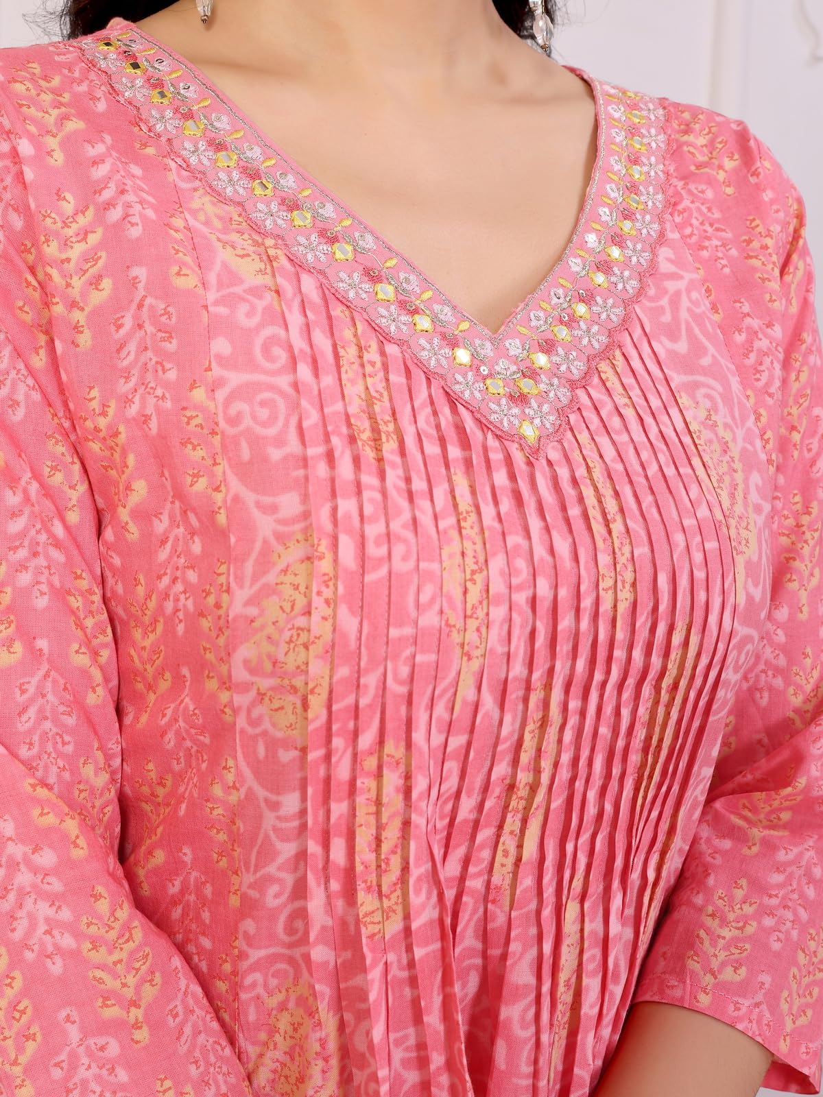 rangita Cotton Calf Length Embroidered Anarkali Kurti | Kurta for Women