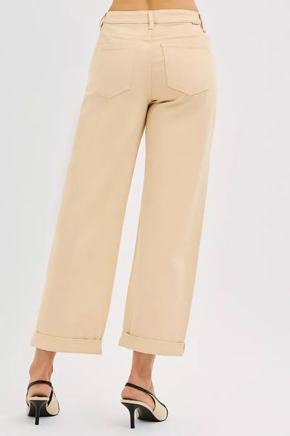 RISEN Tummy Control Mid Rise Ankle Barrel Relaxed Baggy