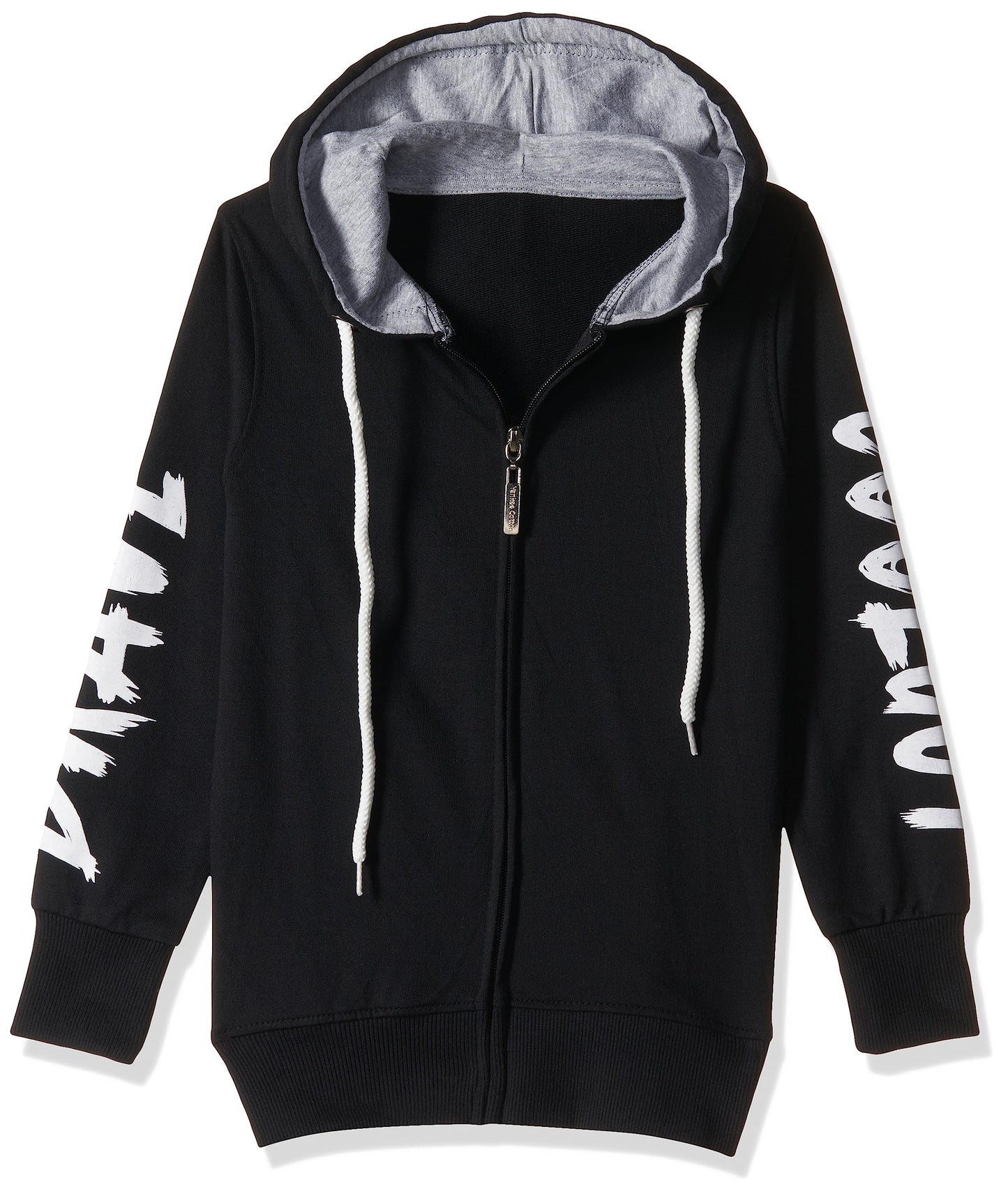 T2F Cotton Hooded Neck Regular Fit Hoodie (Boys-SS_35_Black
