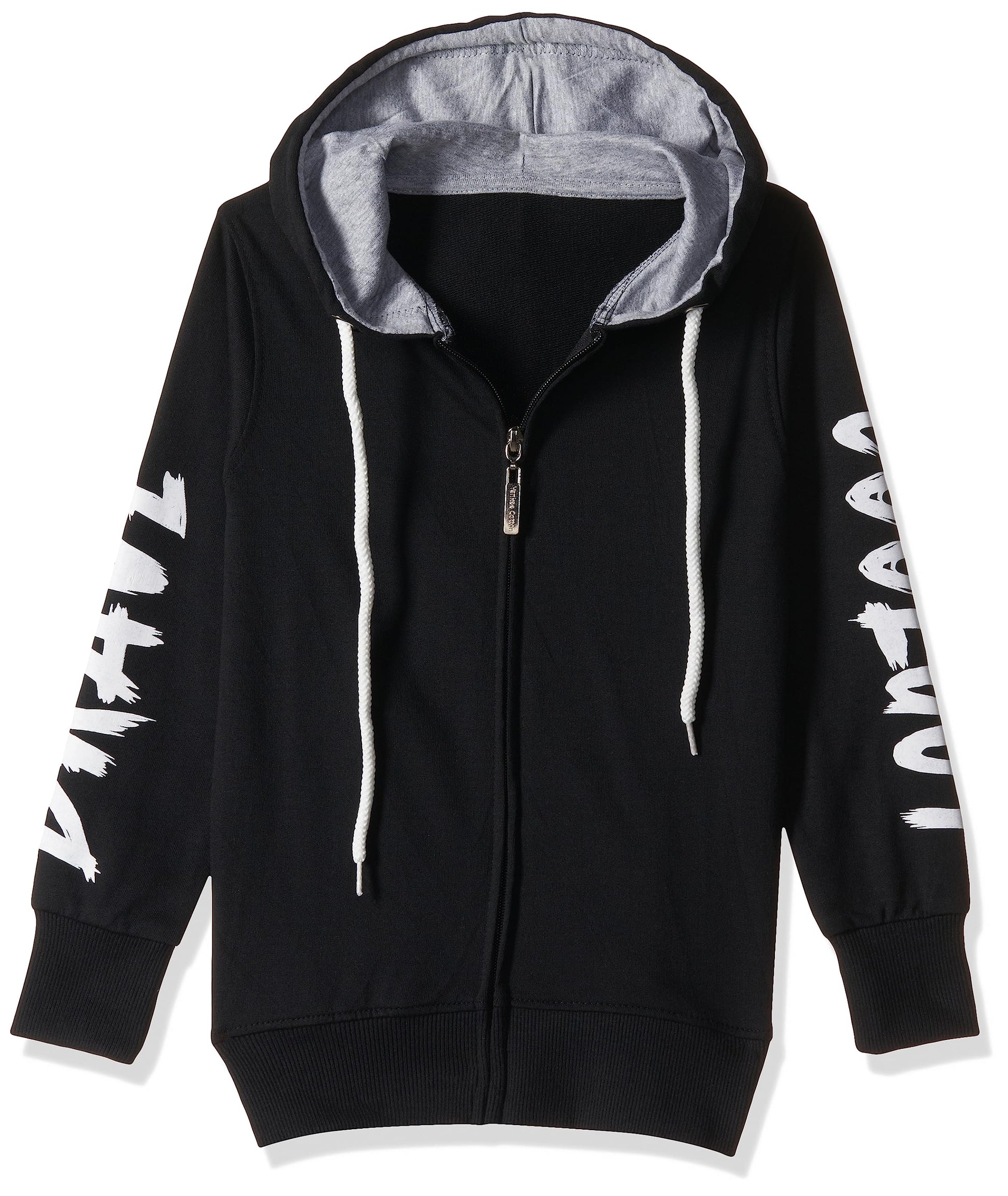 T2F Cotton Hooded Neck Regular Fit Hoodie (Boys-SS_35_Black